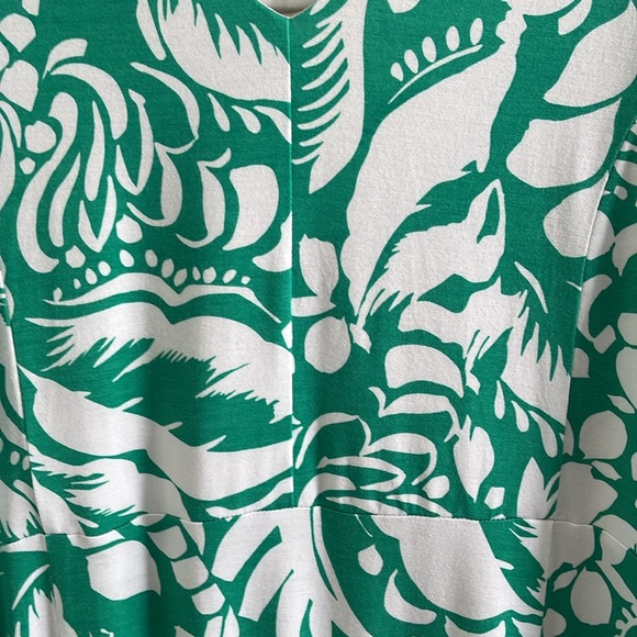 SOFT SURROUNDING SIZE M GREEN/WHITE DRESS. LONG SLEEVE, BELOW KNEE LENGTH - Picture 4 of 4